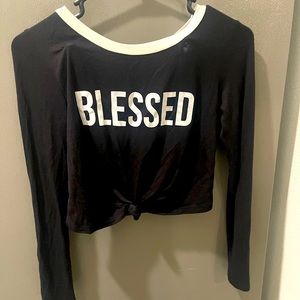 “Blessed” Long Sleeve Crop - size small